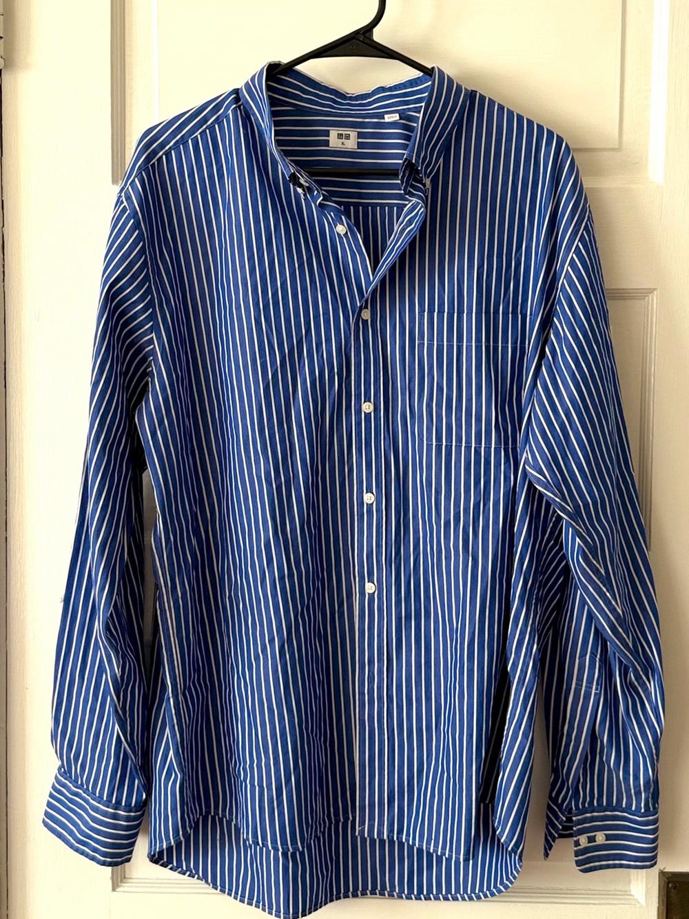 Uniqlo Blue White Striped Long Sleeve Cotton Shirt XL